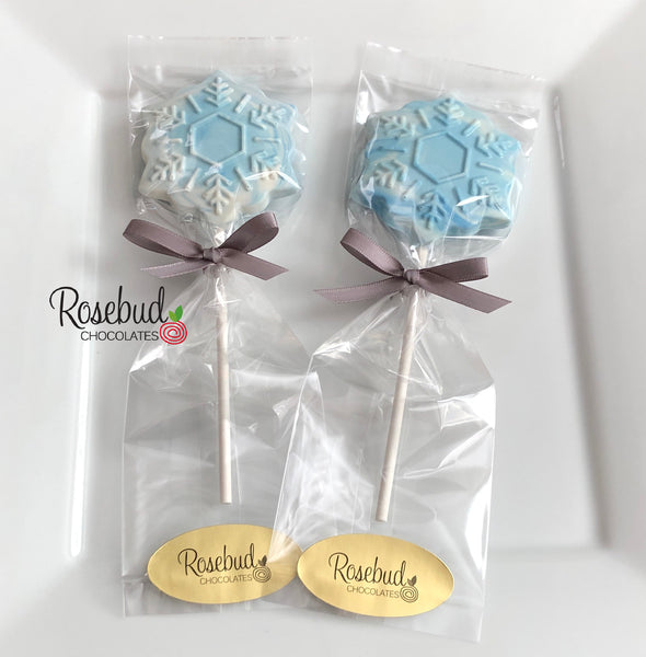 12 SNOWFLAKE Chocolate Lollipop Holiday Candy Birthday Party Favors –  Rosebud Chocolates